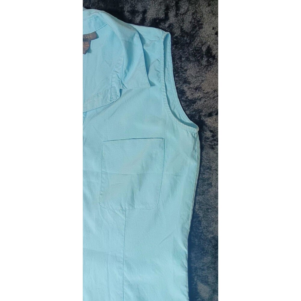 Silkland 100% Silk Sleeveless Button Blouse S Aqua Blue Quiet Luxury Old Money - Picture 5 of 11